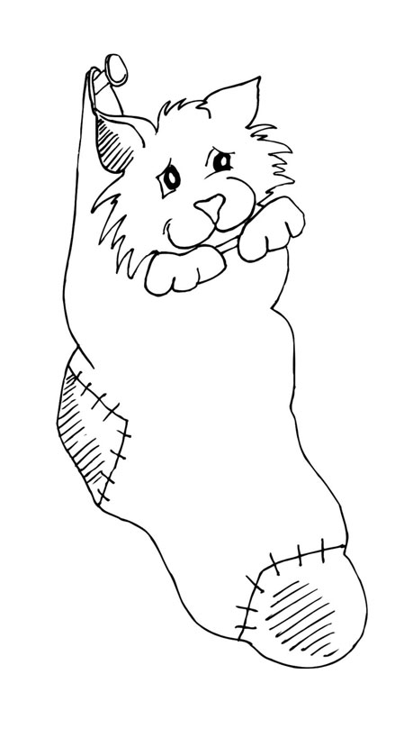 Coloring Pages Kids: Christmas Cat Coloring Pages Free : Merry